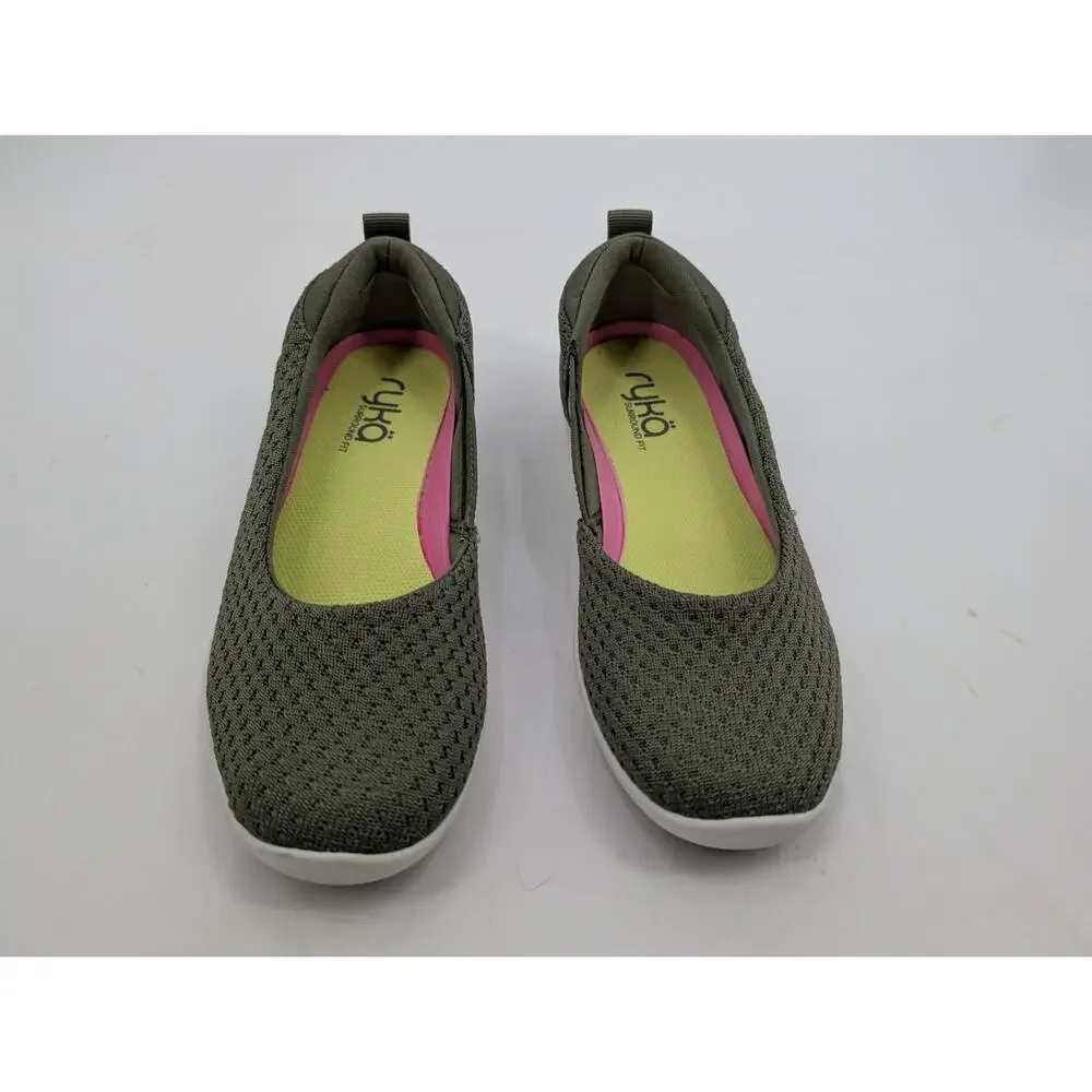 Ryka Cheri Flat Shoe in Dark Green Size 5.5 Women's Slip Ons Comfort Athleisure